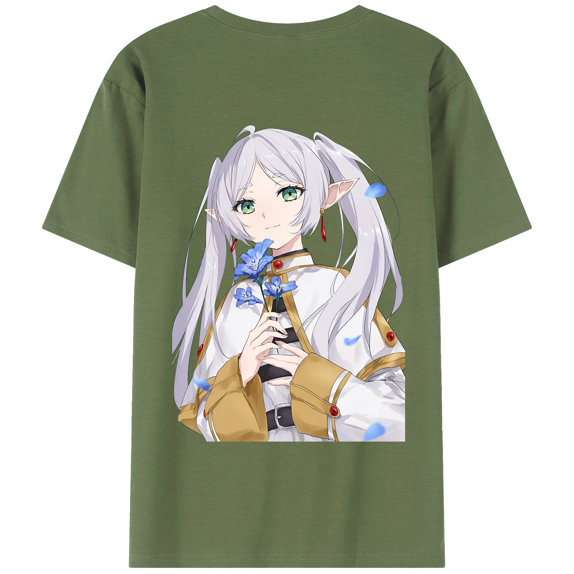 （画像用） 葬送のフリーレン Frieren 綿100％ メンズ半袖Tシャツ（バックプリント） 通気性